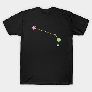 Aries Zodiac Constellation in Rainbow Pastels - Black T-Shirt